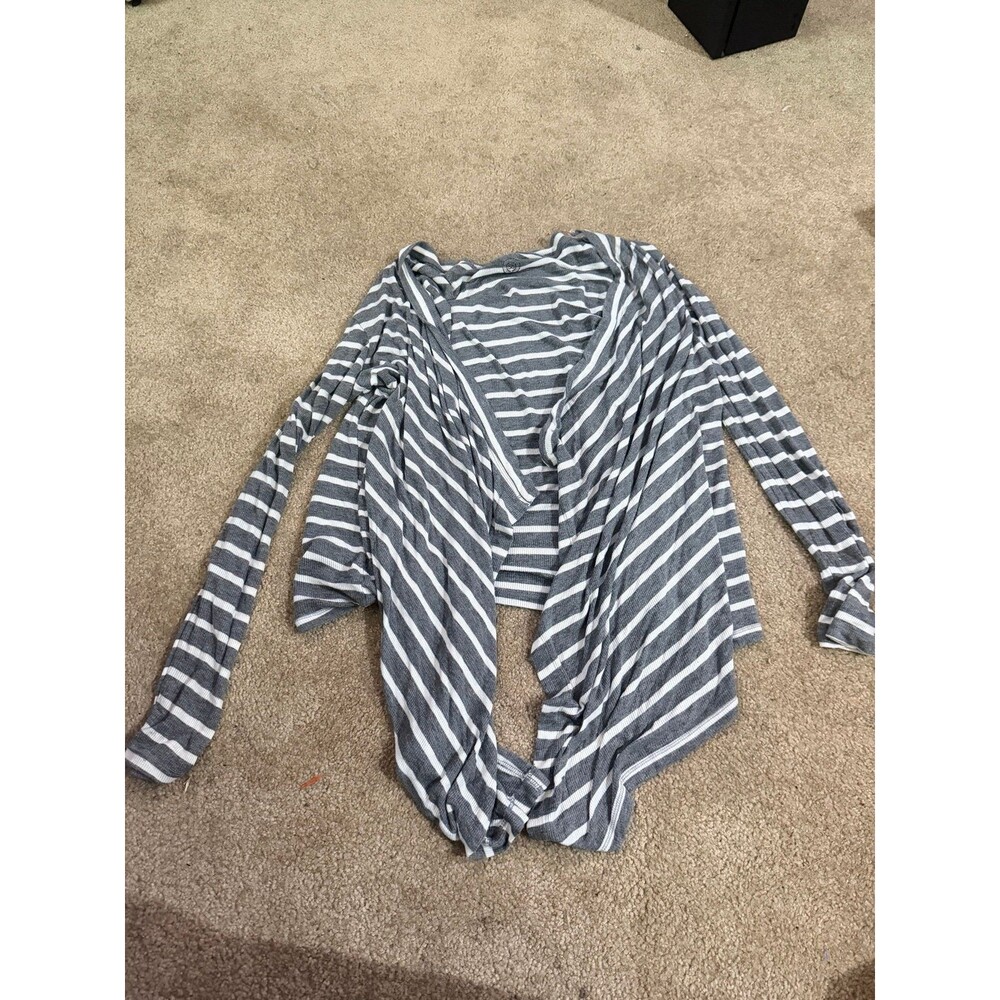 SO Medium Gray and White Striped Cardigan